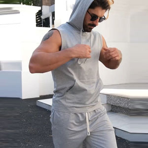 ชุดเซ็ตเสื้อกล้ามและกางเกงขาสั้นมีฮู้ดสำหรับผู้ชาย คุณภาพสูง รุ่นปี 2026 สำหรับฤดูร้อน ดีไซน์เรียบง่าย สไตล์ลำลอง สปอร์ต สตรีทแวร์ - Product Image 2