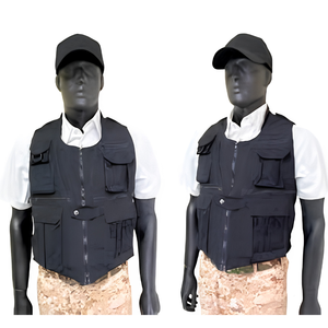 Gilet de safari tactique imperméable en softshell léger, respirant et durable en nylon kaki beige olive avec plusieurs fermetures éclair - Product Image 2