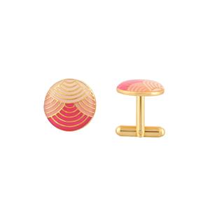 Mancuernillas Redondas de Lujo con Baño de Oro y Esmalte Rosa Melocotón para Hombre, Accesorios para Camisa Formal, Regalo de Boda o Negocios, Mancuernillas de Diseño - Product Image 5