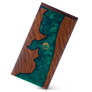 Ocean Inspired Resin & Natural Wood Cremation Urn Handmade Blue Wave Funeral Ashes Box by AYAANS - Product Image 4