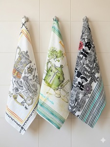Printed <b>Kitchen</b> <b>Towel</b> Tea <b>Towel</b> Absorbent Linen Dish Cloth Decorative Hanging <b>Towel</b> for Home <b>Kitchen</b> - Product Image 1