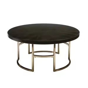 Table basse haute à plateau en marbre foncé et base en bronze, best-seller, pour bars commerciaux, cafés et salles d'attente. - Product Image 6