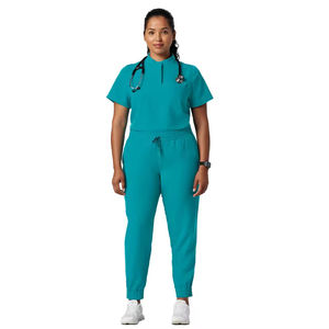 Tenues médicales unisexes OEM à col en V, coupe ajustée, personnalisables avec logo, en Spandex, taille XL, uniformes de soins infirmiers tendance avec couleurs assorties - Product Image 3