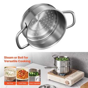 Casserole multifonctionnelle en acier inoxydable antiadhésive avec couvercle pour la cuisson à la vapeur - Product Image 3