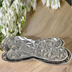 Aluminum Silver Color Food <b>Serving</b> <b>Dish</b> <b>Set</b> Of Two Irregular Shape Sweets Dates <b>Serving</b> <b>Dish</b> Creative For Home Usage - Product Image 1