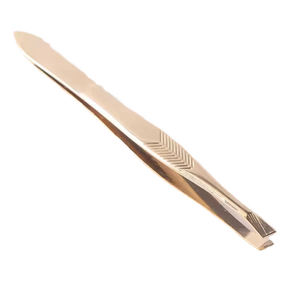 Pinzas para Cejas Personalizadas con Punta Inclinada, Acero Inoxidable Alemán, Recubrimiento en Oro Rosa, Pinzas para Depilar Cejas - Product Image 1