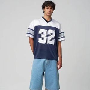 Venta al por mayor 2026 Top corto unisex personalizado con cuello en V, estampado sublimado, antibacteriano, de secado rápido, holgado y de corte cuadrado, de malla para fútbol - Product Image 5