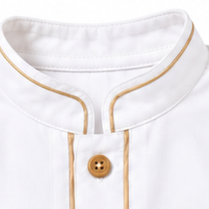 Thobe blanc pour bébés garçons avec bordure dorée, manches longues, Jubba Kandura islamique, vêtements arabes musulmans pour nourrissons et tout-petits, vêtements pour l'Aïd - Product Image 3