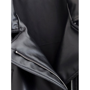 Women's Slim Fit Black PU Leather <b>Bomber</b> <b>Jacket</b> Windproof Turn-Down Collar Zipper Closure Regular Sleeve <b>Vintage</b> Autumn Front - Product Image 5