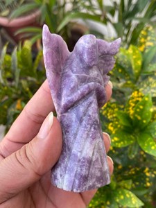 Figurine d'ange en Lepidolite sculptée à la main, ange gardien en cristal, fabricant OEM ODM - Product Image 2