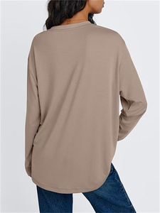 Camiseta de Manga Larga para Mujer, Talla Grande, Cuello Redondo, Algodón - Product Image 3