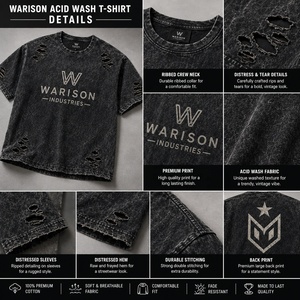 Camisetas de Hombre de Alta Calidad con Lavado Ácido, Color Sólido, Manga Corta, Cuello Redondo, Estilo Casual, Diseño Desgastado, Tallas Grandes para Adultos - Product Image 4
