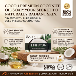 Savon CoCo1 à l'huile de coco, au glutathion et au collagène, taille 100g. Savon en barre à l'huile de coco vierge naturelle premium hydratant pour le visage et le corps - Product Image 6