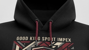 Good King Sport Impex <b>Men's</b> Hooded <b>Sweatshirt</b> Raglan Sleeve Black <b>Red</b> Sublimation Print Urban Athletic Style Polyester/Cotton - Product Image 4