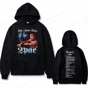 Sweat-shirt à capuche graphique Tupac 2pac pour homme, vêtements de mode, style oversize, hip-hop, confortable, automne-hiver, sweat-shirt décontracté en polaire pour homme - Product Image 3