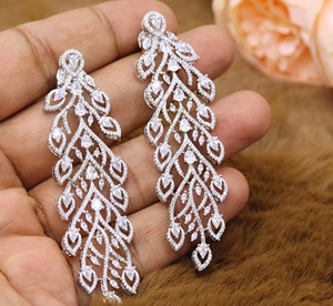 Fashionable Premium Quality Brass <b>Silver</b> Plated Stone Look Design <b>Drop</b> <b>Earring</b> For Women Wedding Jewelry Collection - Product Image 1
