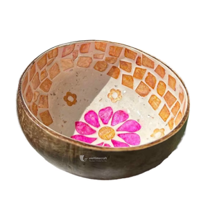 Tazón de Coco de Lujo Hecho a Mano, Tazón Artesanal con Incrustaciones de Madreperla y Lacado, Tazón Ecológico para Servir - Product Image 1