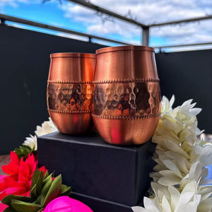 Gobelet à boire artisanal en cuivre avec gravure florale ornée, tasse à eau traditionnelle en métal pour la maison, les restaurants et les cadeaux - Product Image 6