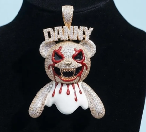 Pendentif Ours Sanglant Moissanite Iced Out, Plaque nominative Danny, Breloque Hip Hop Plaqué Or - Product Image 4