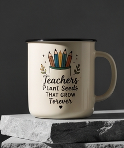 Wholesale Retro Style Iron Enamel Coffee Mug Camping Teacup Featuring <b>Teacher</b> Appreciation And Pencils Art Design Portable Light - Product Image 1