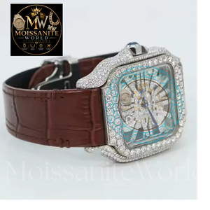 Montre de luxe pour homme en moissanite et diamants, qualité supérieure, design carré, mouvement japonais, prix raisonnable, livraison gratuite - Product Image 3