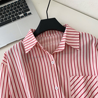 Blusas Casuales de Manga Larga con Cuello Camisero para Otoño, Camisas a Rayas para Mujer, Tops Casuales para Dama, Ropa al por Mayor para Mujer