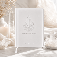 Carnet de notes LABON personnalisé à couverture rigide en cristal blanc transparent avec feuille d'argent pour la manifestation et le bien-être spirituel – Cadeau idéal pour l'auto-soin