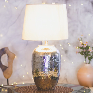 Bulk Stock Supplier Selling Superb Quality <b>Indoor</b> <b>Lighting</b> Glossy Nickel Finish Aluminum Side Table Lamp for Home Decor on Sale - Product Image 1