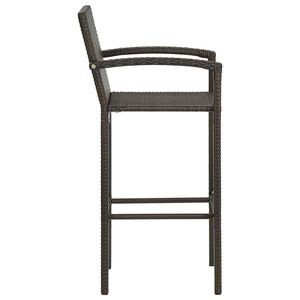 Ensemble de 2 tabourets de bar en rotin PE marron et en acier thermolaqué, taille standard - Product Image 4