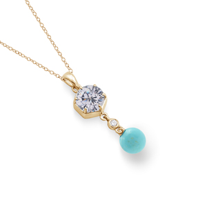 Collier Pendentif en Argent Sterling 925 Multi-Plaqué Traditionnel 2026 avec Topaze Blanche Naturelle Facettée et Pierre Précieuse Turquoise – Bijoux Fins - Product Image 4