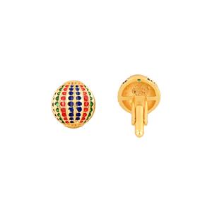 Mancuernillas Redondas de Lujo con Cuentas Multicolores Chapadas en Oro para Hombre, Accesorios para Camisa Formal, Regalo de Boda o Negocios, Mancuernillas de Diseño - Product Image 3