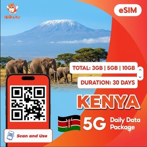 eSIM de voyage au Kenya 3 Go 5 Go 10 Go pour 30 jours – Internet rapide 4G/5G avec activation facile par code QR - Product Image 1