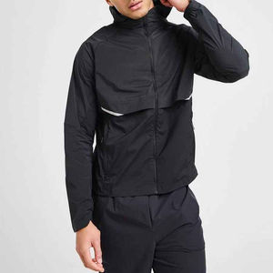 Chaqueta Negra Minimalista de Camuflaje para Hombre de Alta Calidad, Personalizada, a la Moda, Impermeable, Cortavientos, Transpirable, con Media Cremallera - Product Image 1