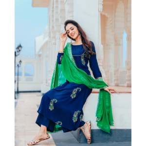 Conjunto de Traje de Gasa de Algodón Azul Rey para Mujer, Talla XS - Product Image 4