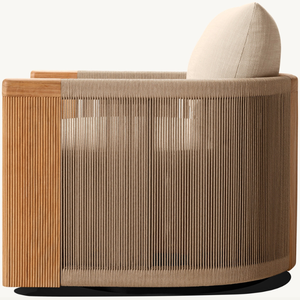 Fauteuil individuel en teck écologique avec accents esthétiques en rotin pour un style moderne intérieur ou extérieur - Product Image 2