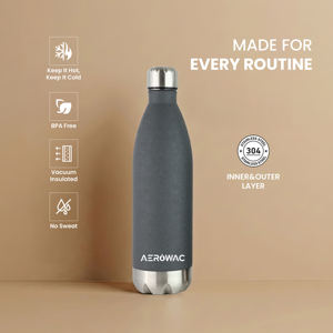 Dark Grey Stainless Steel Vacuum Insulated Cola Water Bottle Portable Leakproof Thermal Hydration Flask <b>Metal</b> Base - Product Image 3
