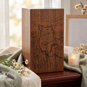 Wooden Pet Cremation Urn Handmade <b>Memorial</b> Keepsake <b>Box</b> Carved Animal Pattern Desktop Burial Urn - Product Image 3