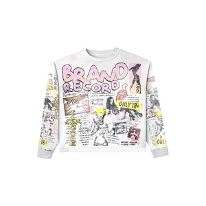 Long Sleeve T-Shirt <b>Men's</b> Street Style Printed Cotton Jersey O-Neck Regular Fit With Pattern Front Logo - Product Image 1