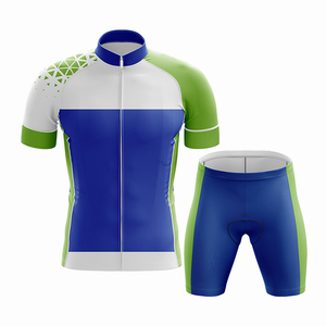 Ensemble de maillot de cyclisme unisexe bleu, vert, blanc, manches courtes, respirant, antibactérien, séchage rapide, recyclable, anti-UV, kit d'équipe de cyclisme - Product Image 1