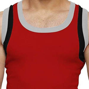 Men's <b>Red</b> Sleeveless <b>Tank</b> <b>Top</b> Solid Color Knitted O-Neck Casual Style - Product Image 4