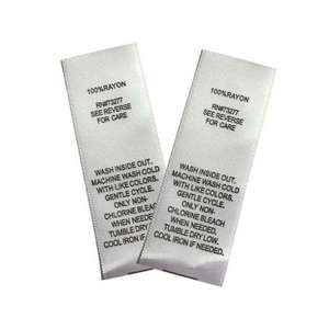 Etiquetas de Cuidado de Satén Blanco Personalizadas al por Mayor, Rectangulares de Treinta Milímetros, para Coser en la Ropa, con Instrucciones de Cuidado Impresas - Product Image 6