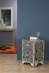 Handmade Eco-Friendly Bone Inlay Modern Floral Nightstand & <b>Side</b> <b>Table</b> for Baptism Home Decor - Product Image 2