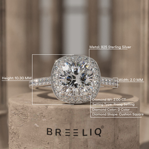 14K White Gold <b>Cushion</b> Halo Diamond Engagement Ring 2CT Center Pave Band Luxury Bridal Ring Fine Jewelry Supplier - Product Image 4