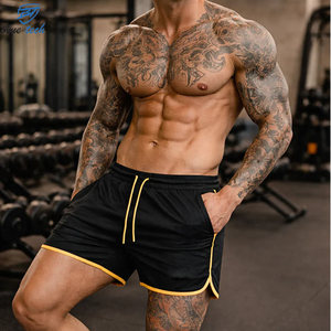 Blue <b>Tech</b> Men's Black Sport <b>Shorts</b> With Yellow Trim Quick Dry Elastic Waist Athletic Fitness Workout Wear OEM Services - Product Image 5