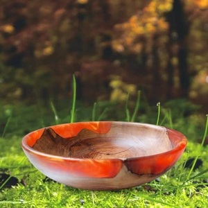Frutero de madera y resina epoxi de primera calidad, tazón creativo para ensalada, platos decorativos de madera de f s i - Product Image 1