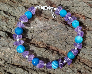 Blue Lace Agate & Amethyst Adjustable <b>Bracelets</b> In 925 Silver Starling <b>Bracelets</b> Handmade Making <b>Gemstone</b> & Silver <b>Bracelets</b> - Product Image 6