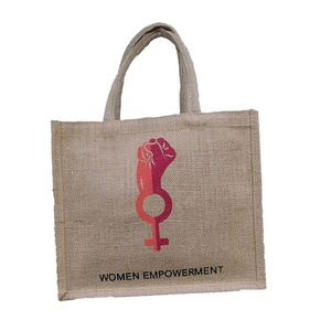 Sac fourre-tout en lin de jute imprimé avec logo personnalisé écologique Sac en jute réutilisable recyclable en tissu naturel - Product Image 3
