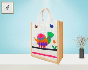 Bolsa de Compras Reutilizable de Yute con Cierre de Cremallera, Diseño a Rayas, para Compras, Viajes y Uso Diario, con Logotipo Personalizado - Product Image 2