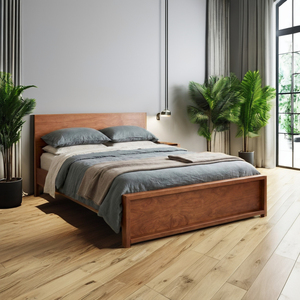 Modern Queen Size Solid Wood <b>Pine</b> Bedroom <b>Bed</b> with 12-Month Warranty - Product Image 1