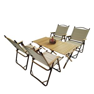 Set da Pranzo Portatile e Pieghevole Multifunzione: 1 Tavolo e 4 Sedie Pieghevoli, per Interni ed Esterni, Universale - Product Image 4